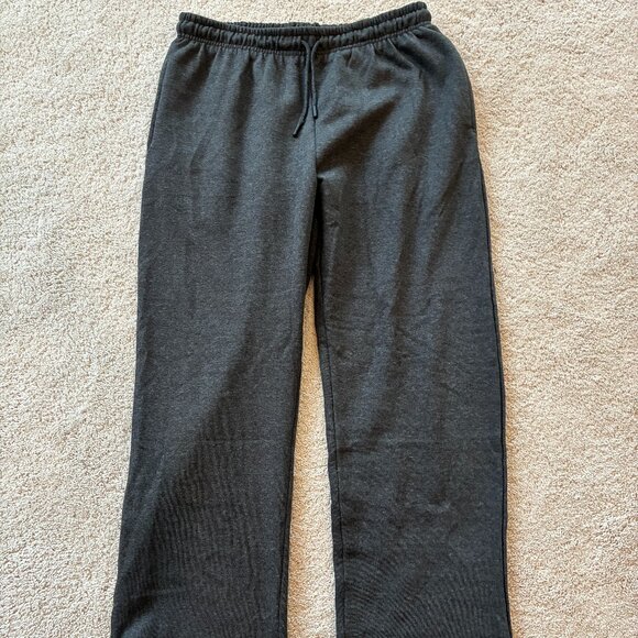 Fleece Straight Leg Loose Sweatpants with Pockets Charcoal Gray - Picture 2 of 11